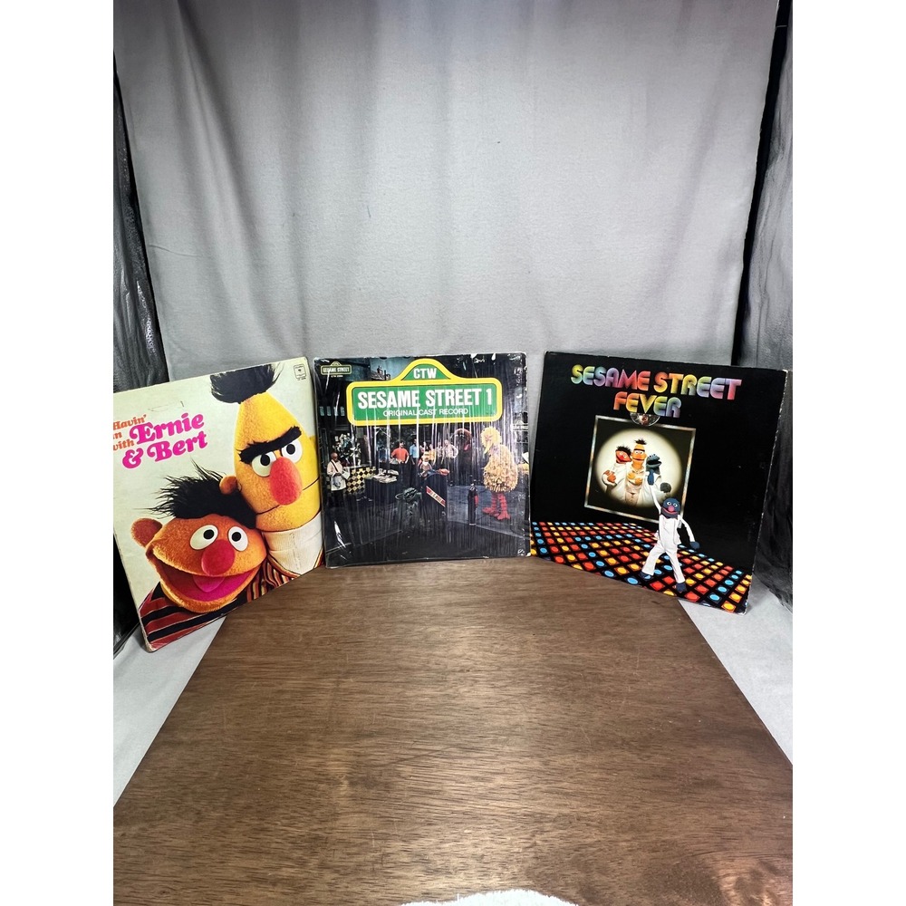 Sesame Street Vinyl Record Lot 3 LP Ernie & Bert Fever Original Cast Kidcore